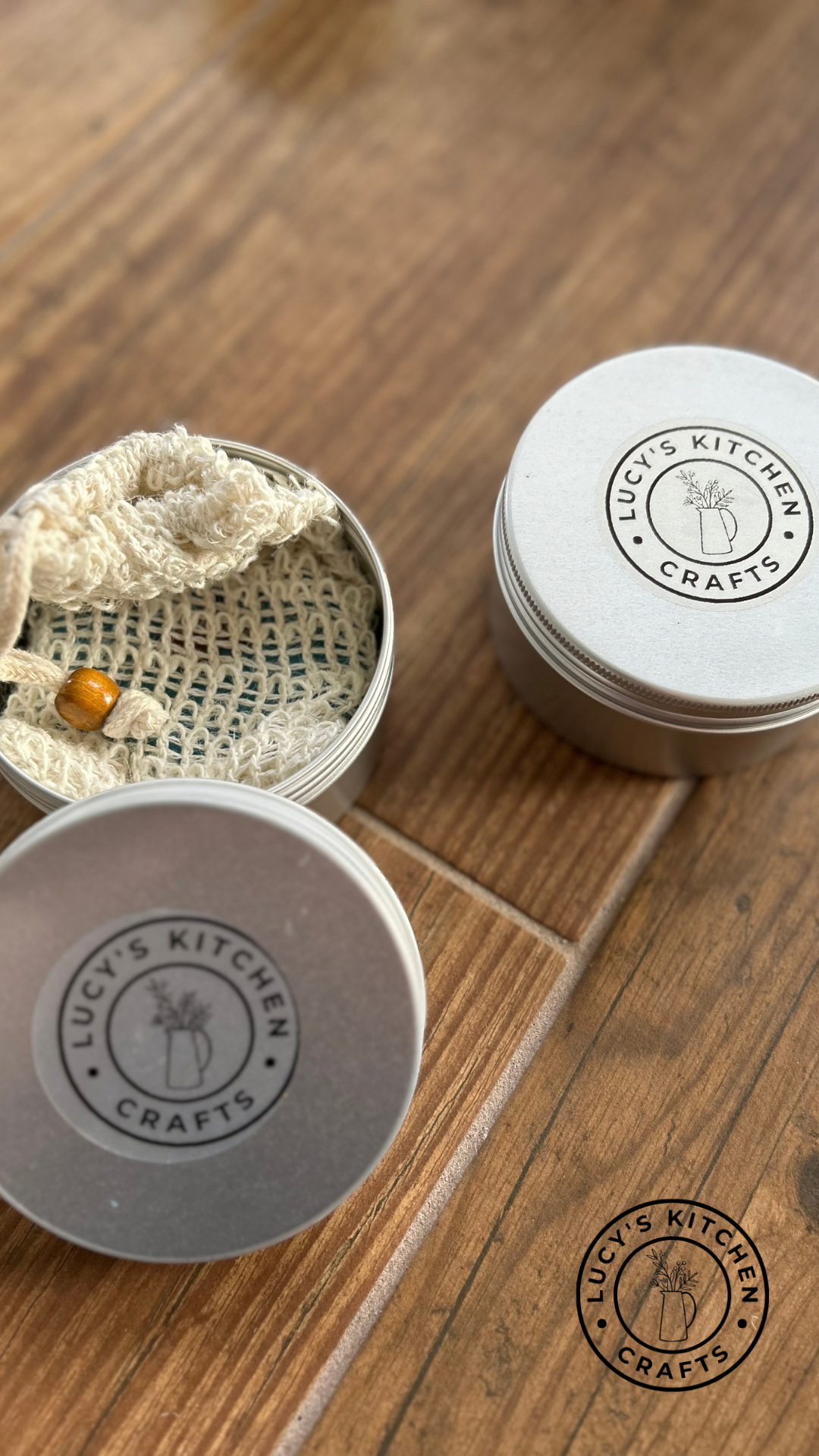 The Gym & Travel Shower Set - body soap with natural exfoliating soap saver and travel tin
