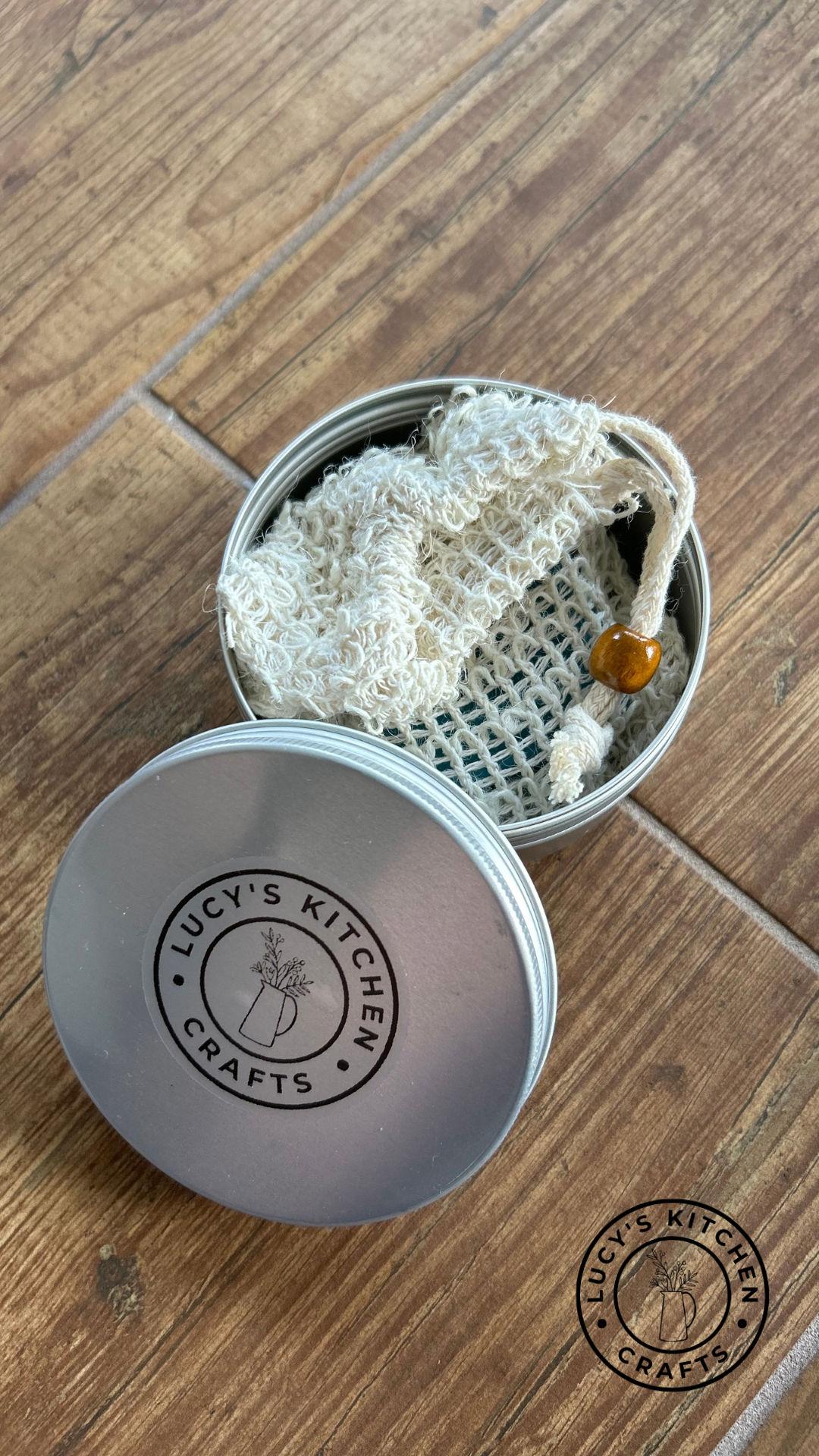 The Gym & Travel Shower Set - body soap with natural exfoliating soap saver and travel tin